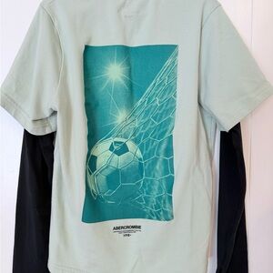 Abercrombie Kids Light Green and Black Layered Tee